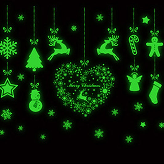 2 Sets of Glow in the Dark Christmas Static Window Stickers Style 3