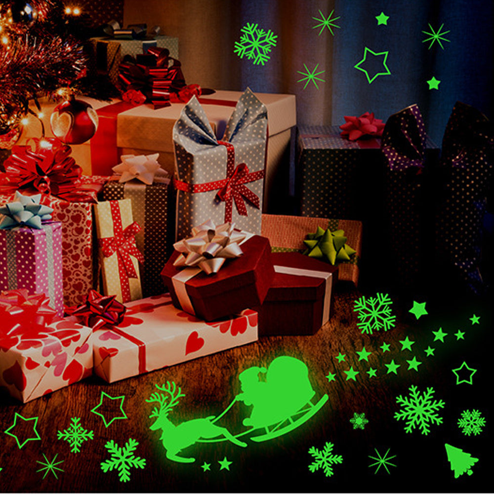 2 Sets of Glow in the Dark Christmas Static Window Stickers Style 4