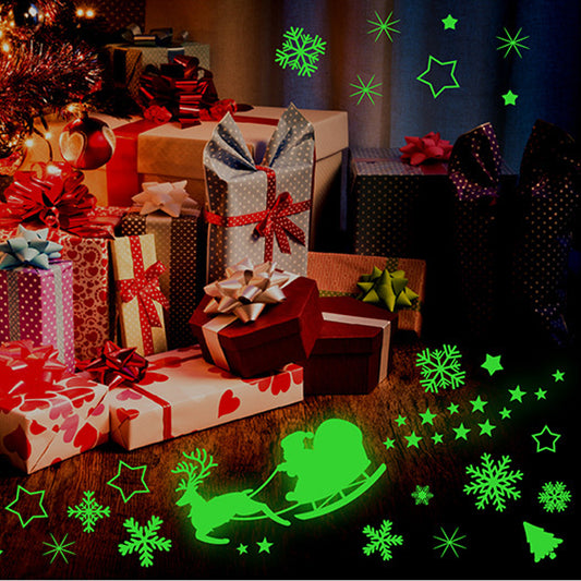 2 Sets of Glow in the Dark Christmas Static Window Stickers Style 4