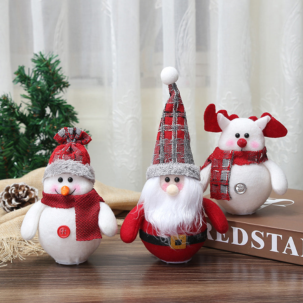 6Pcs Christmas Tree Santa Claus Snowman Deer Doll Ornaments