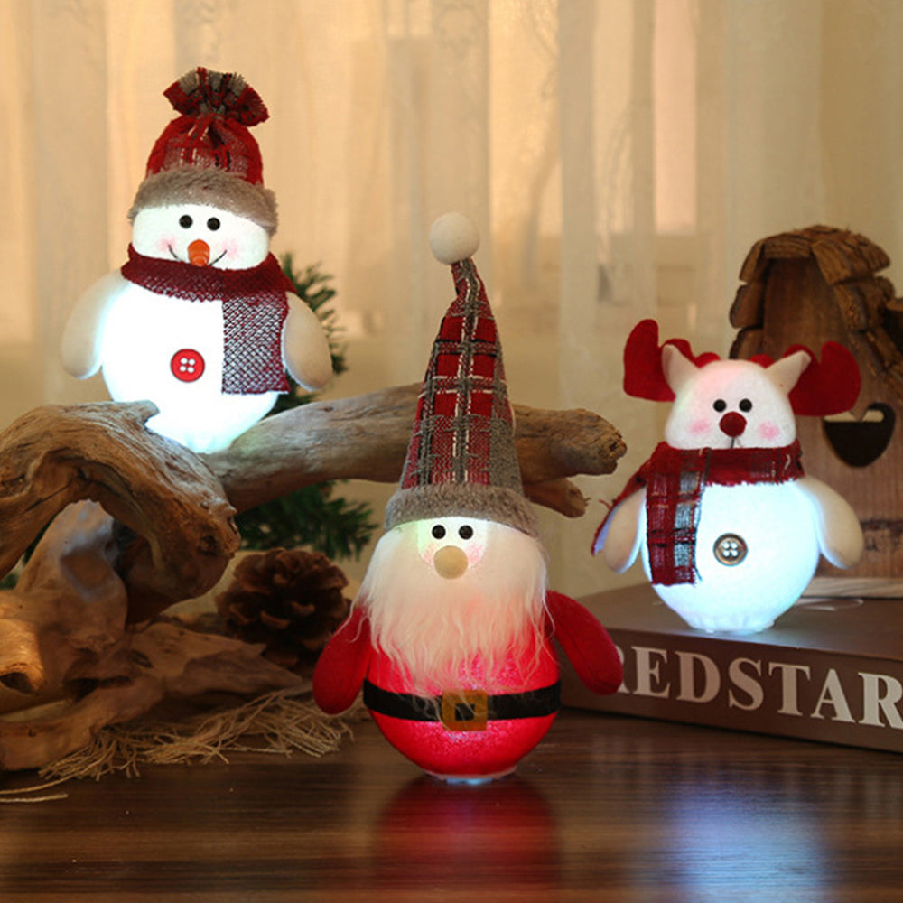 6Pcs Christmas Tree Santa Claus Snowman Deer Doll Ornaments