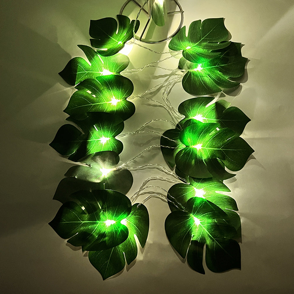 1Pc 3M 20LEDs Artificial Fake Monstera Leaf String Lights