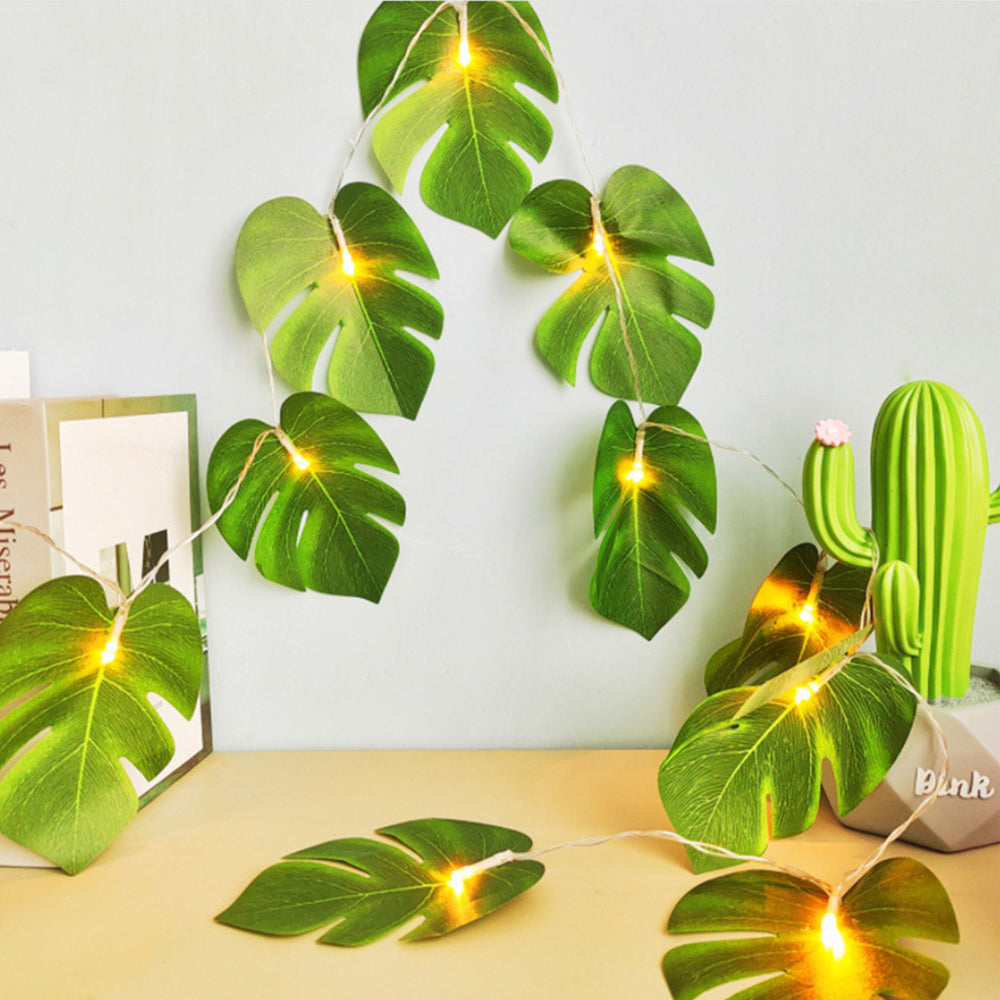 1Pc 3M 20LEDs Artificial Fake Monstera Leaf String Lights