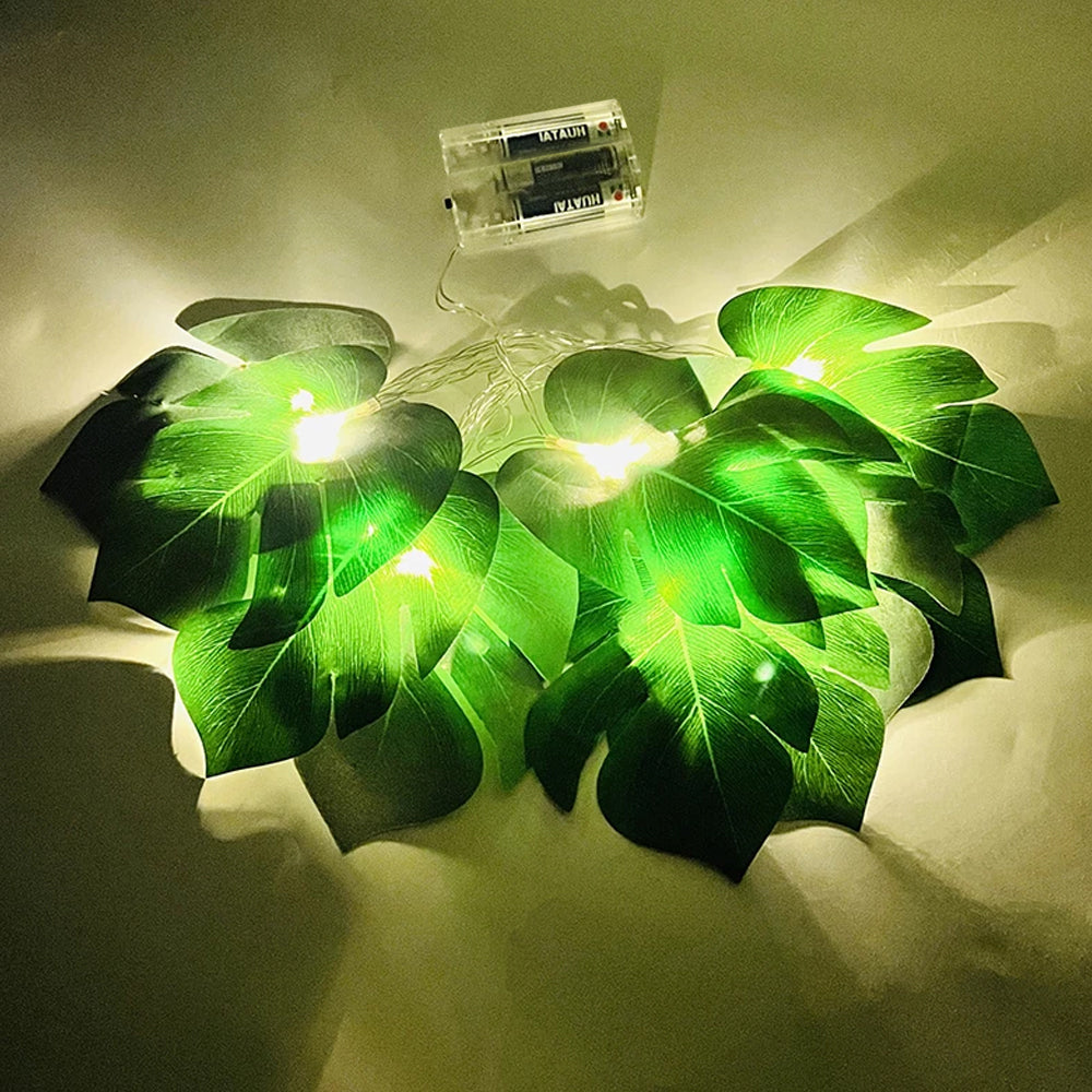 2Pcs 3M 20LEDs Artificial Fake Monstera Leaf String Lights