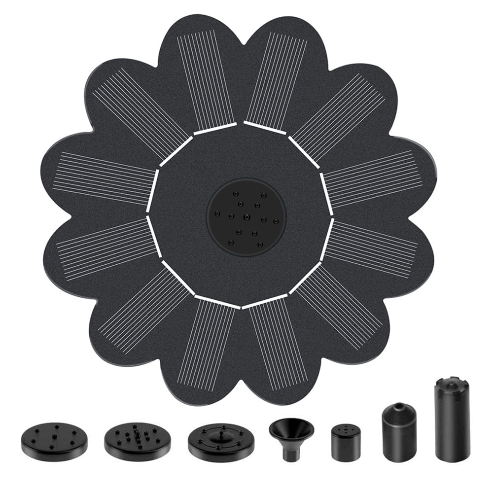 2 Sets of Sunflower Shaped Garden Solar Fountain Pump with Nozzles