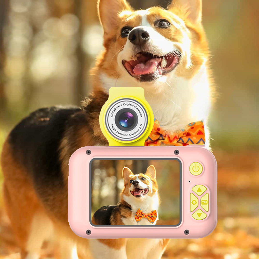 Kids Camera 1080P Action Camera Flip Lens Camera Compact Digital Camera Toy with 32G Card Pink