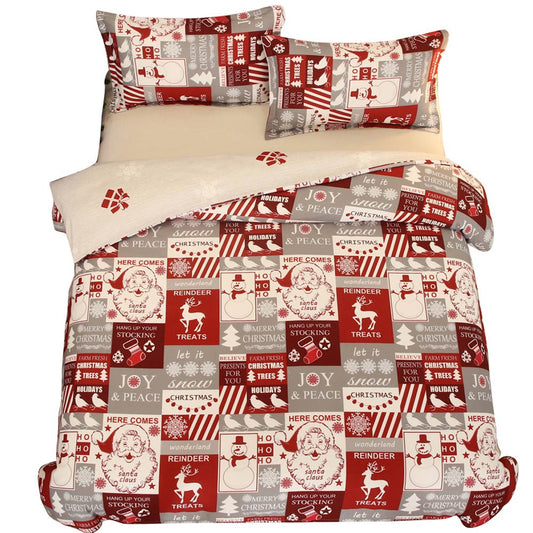 Queen Size Christmas Santa Claus Quilt Cover Bedding Set