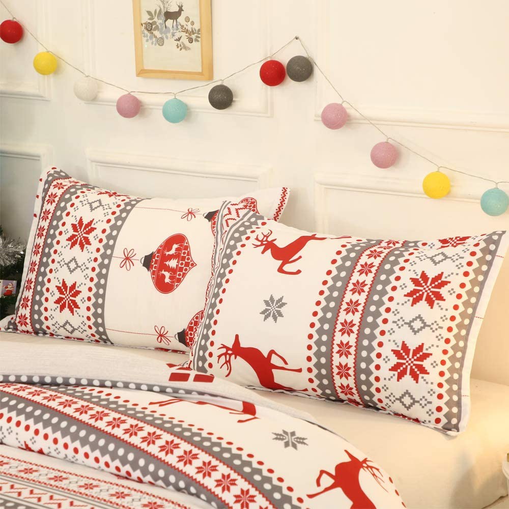 King Size Christmas Elk Quilt Cover Bedding Set
