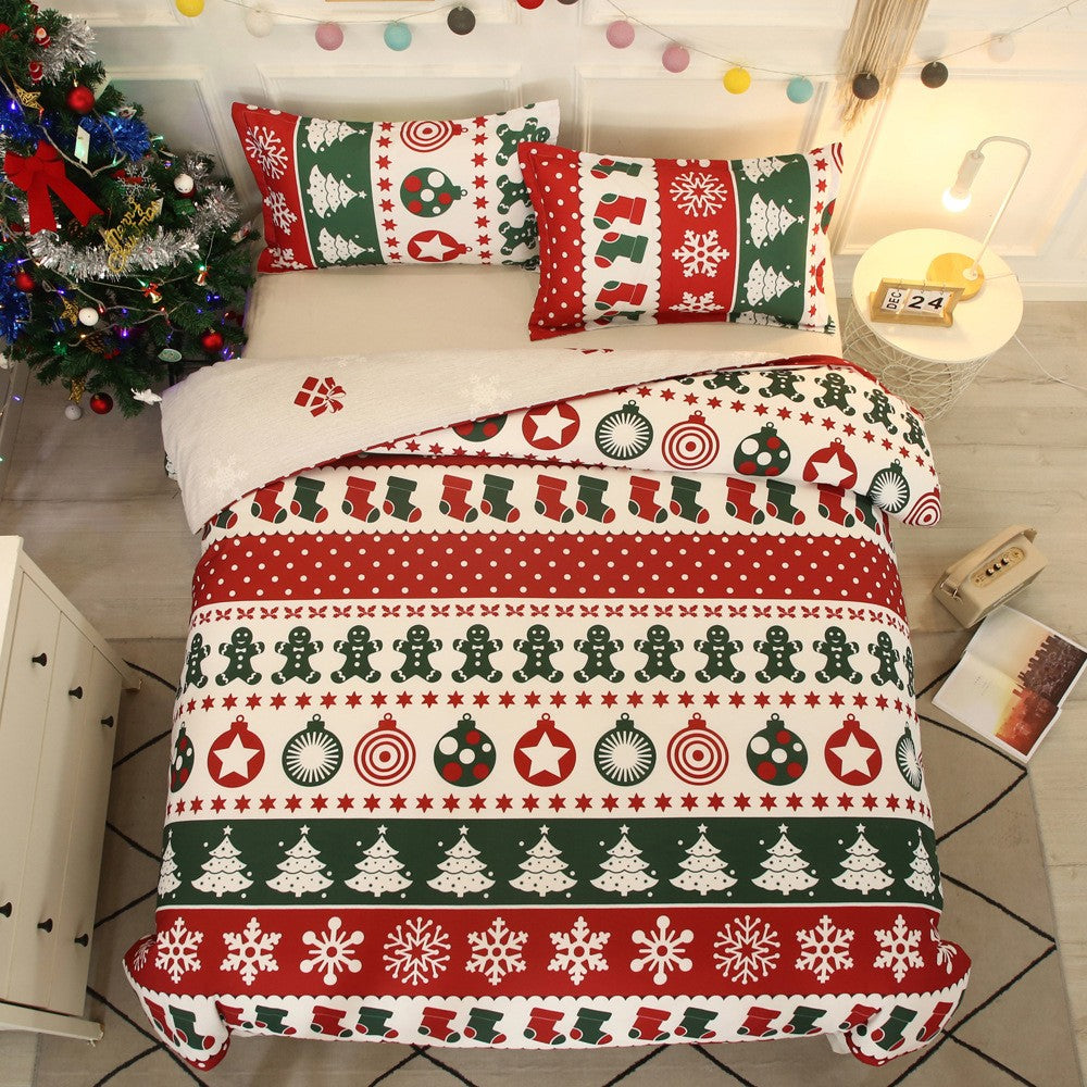Queen Size Christmas Gingerbread Man Quilt Cover Bedding Set