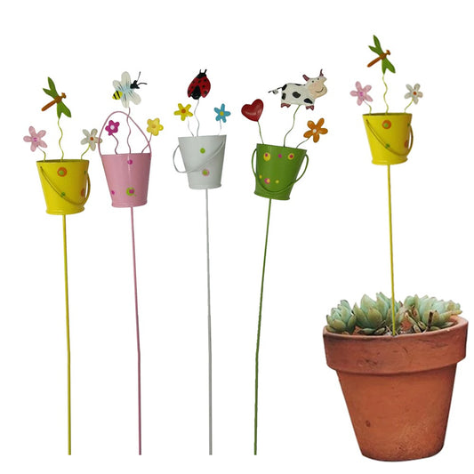 8X Garden Flower Pot Bucket Stake Decoration Random Style and Color