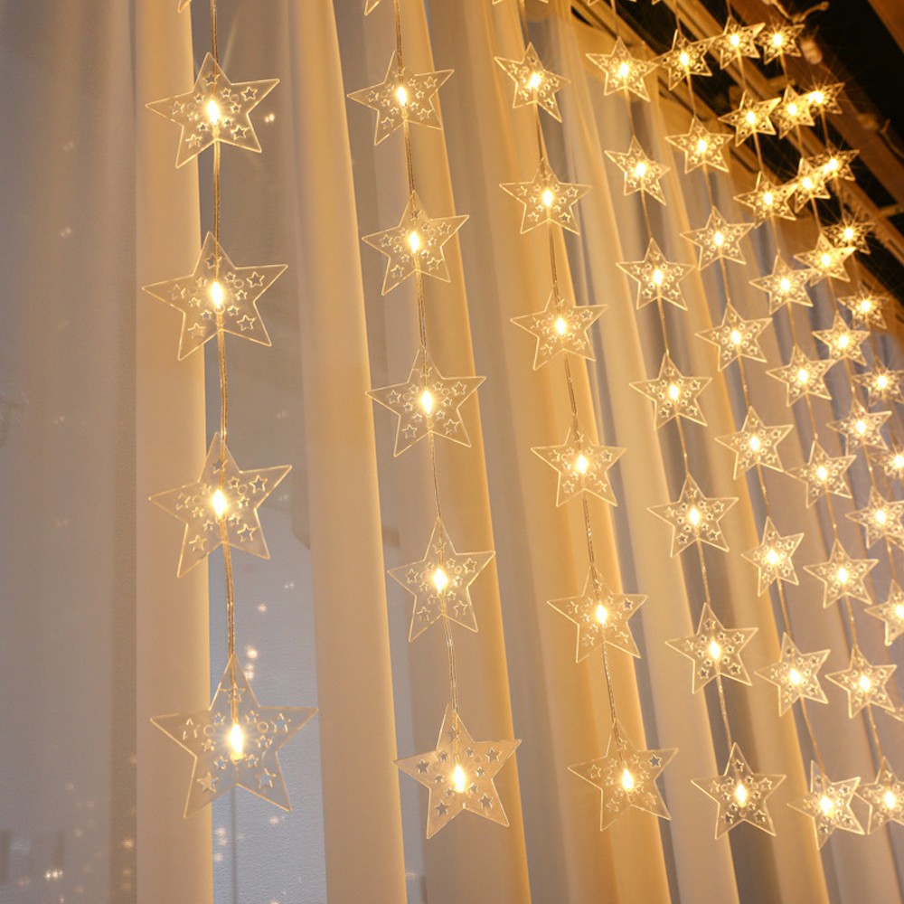 2Pcs 3M Christmas Star Fairy String Lights with Remote Control
