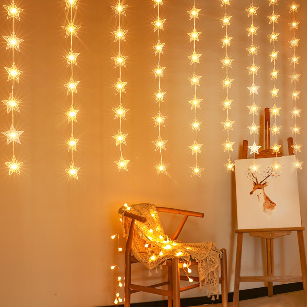 2Pcs 3M Christmas Star Fairy String Lights with Remote Control