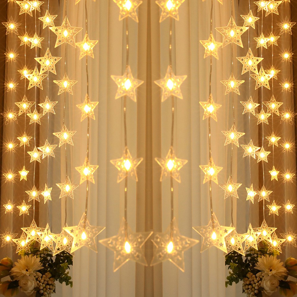 2Pcs 3M Christmas Star Fairy String Lights with Remote Control