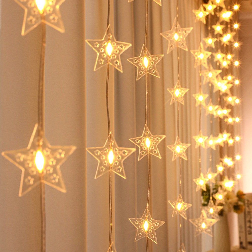 2Pcs 3M Christmas Star Fairy String Lights with Remote Control