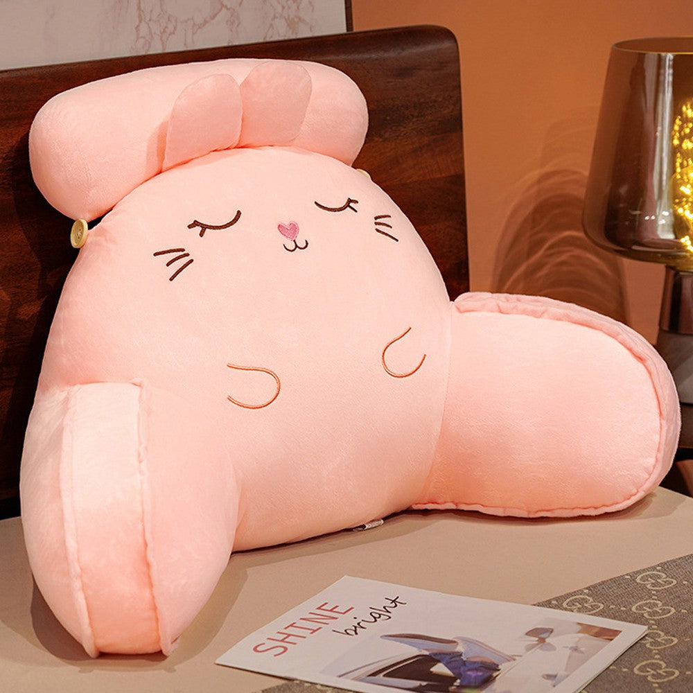 Backrest Reading Rest Pillow Back Support Chair with Arms Pink