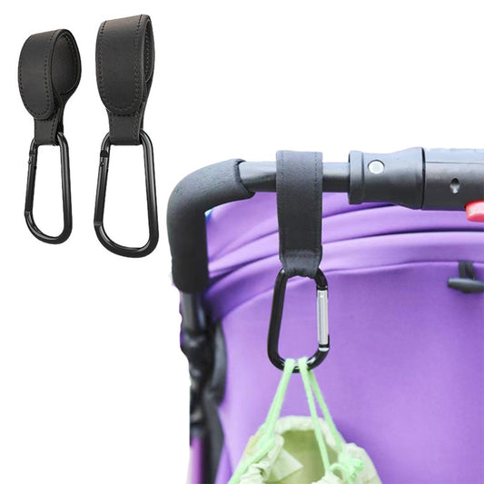 2X Adjustable Baby Stroller Hook Clip for Hanging Bags Black