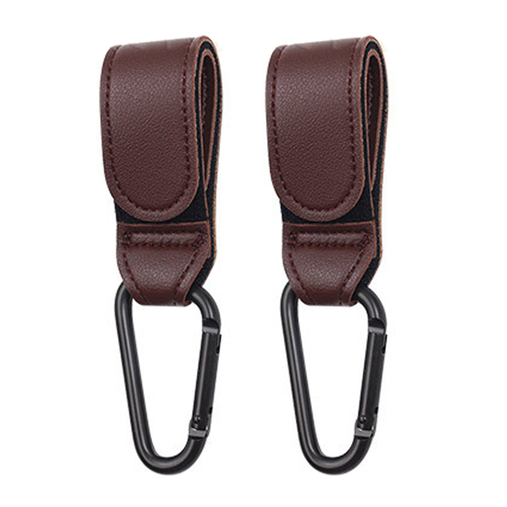 2X Adjustable Baby Stroller Hook Clip for Hanging Bags Dark Brown