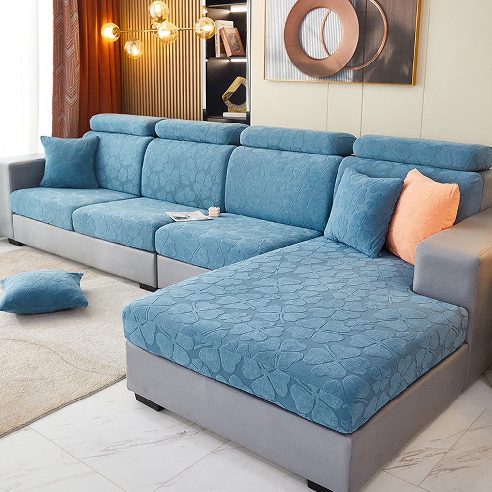 Stretch Sofa Seat Cushion Cover Blue for 2 Seater