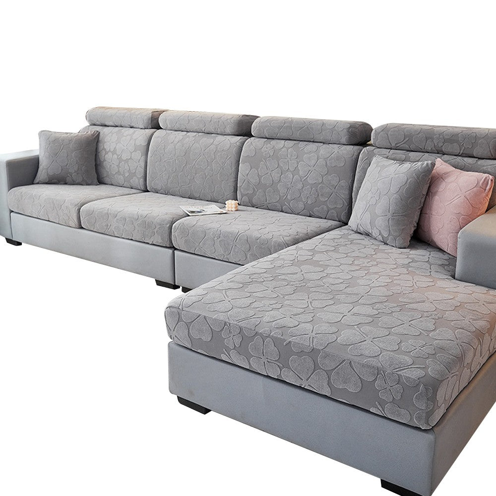 Stretch Sofa Seat Cushion Cover Grey for 4 Seater