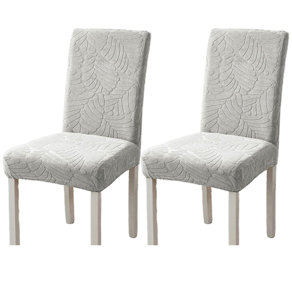 2X Washable Stretch Dining Chair Cover Silver Grey