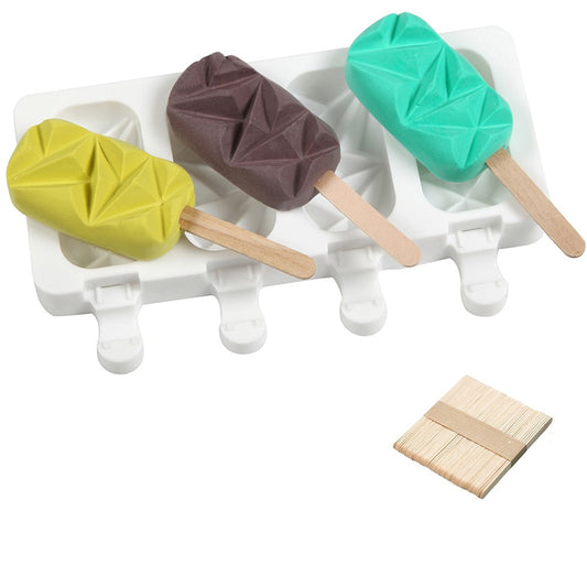 4 Cells Rhombus Shape Silicone Frozen Ice Cream Mould