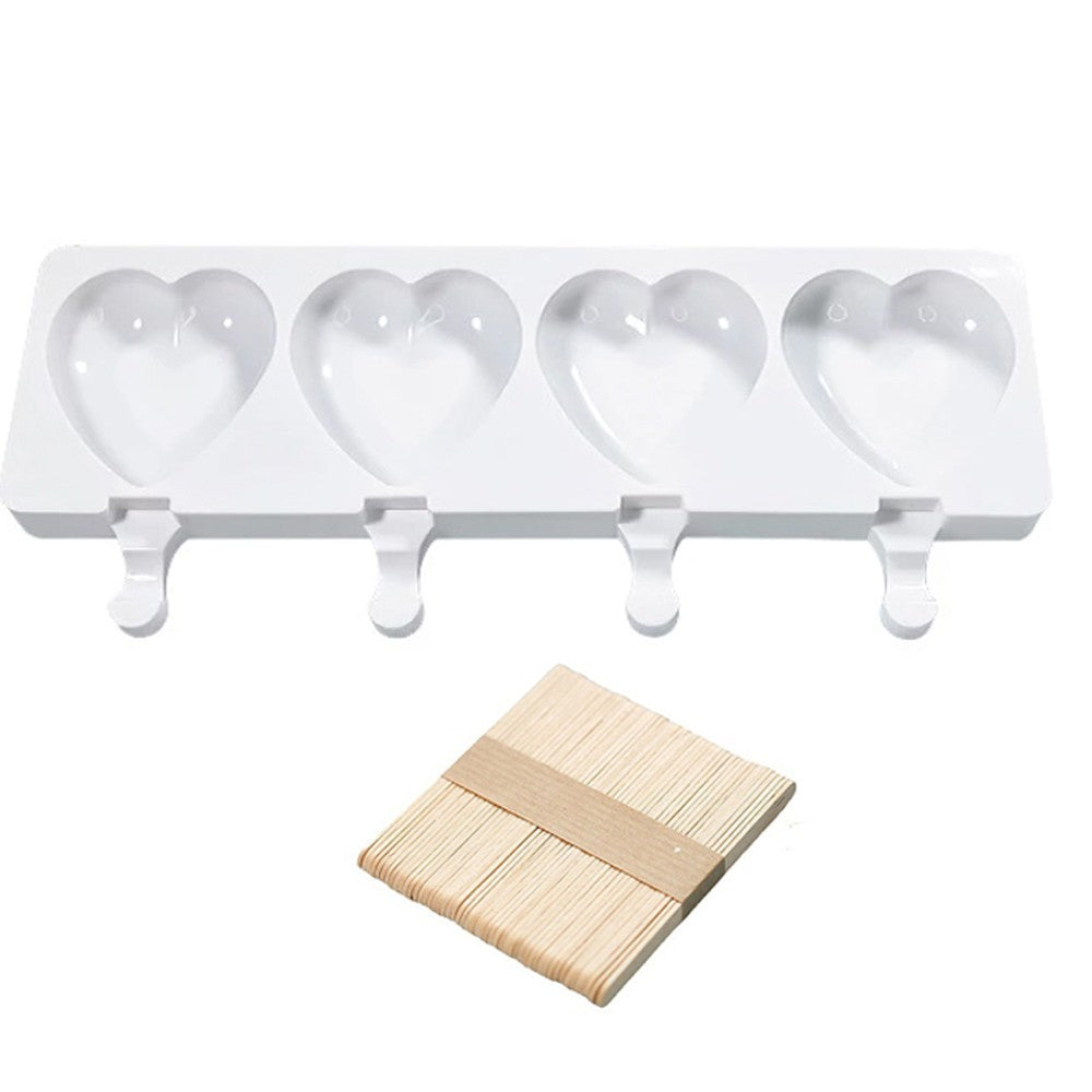 4 Cells Heart Shape Silicone Frozen Ice Cream Mould