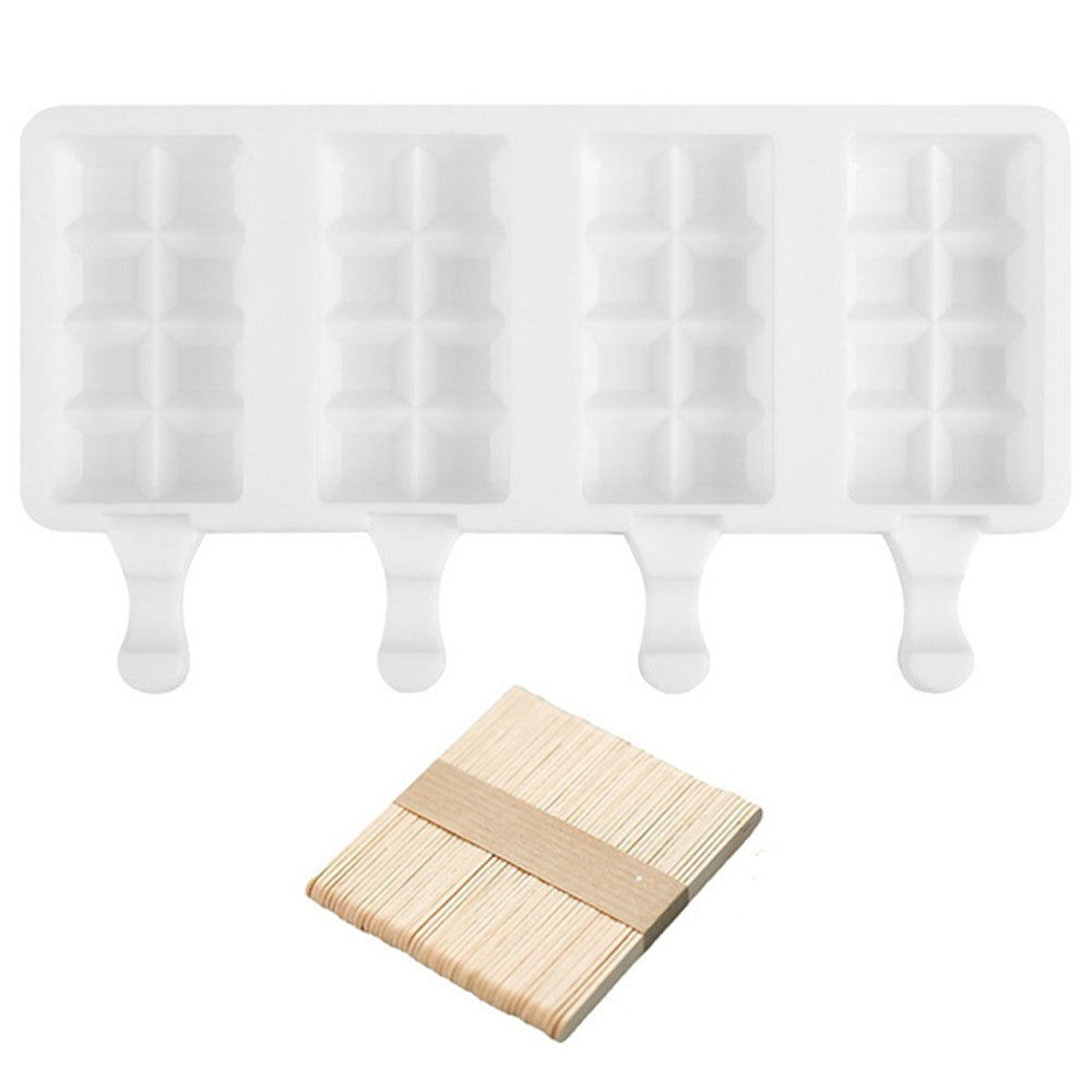 4 Cells Grid Shape Silicone Frozen Ice Cream Mould
