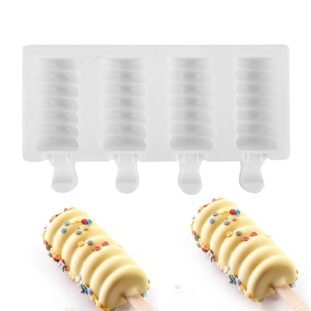 4 Cells Circle Shape Silicone Frozen Ice Cream Mould