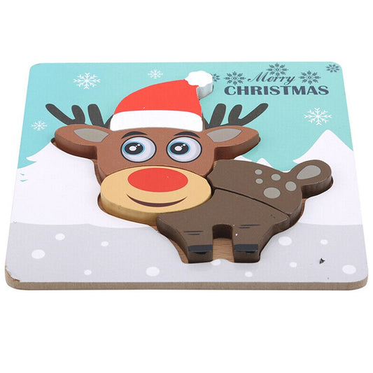 1Pc Christmas Elk Puzzle Toys Kids Toddlers Early Education Toy
