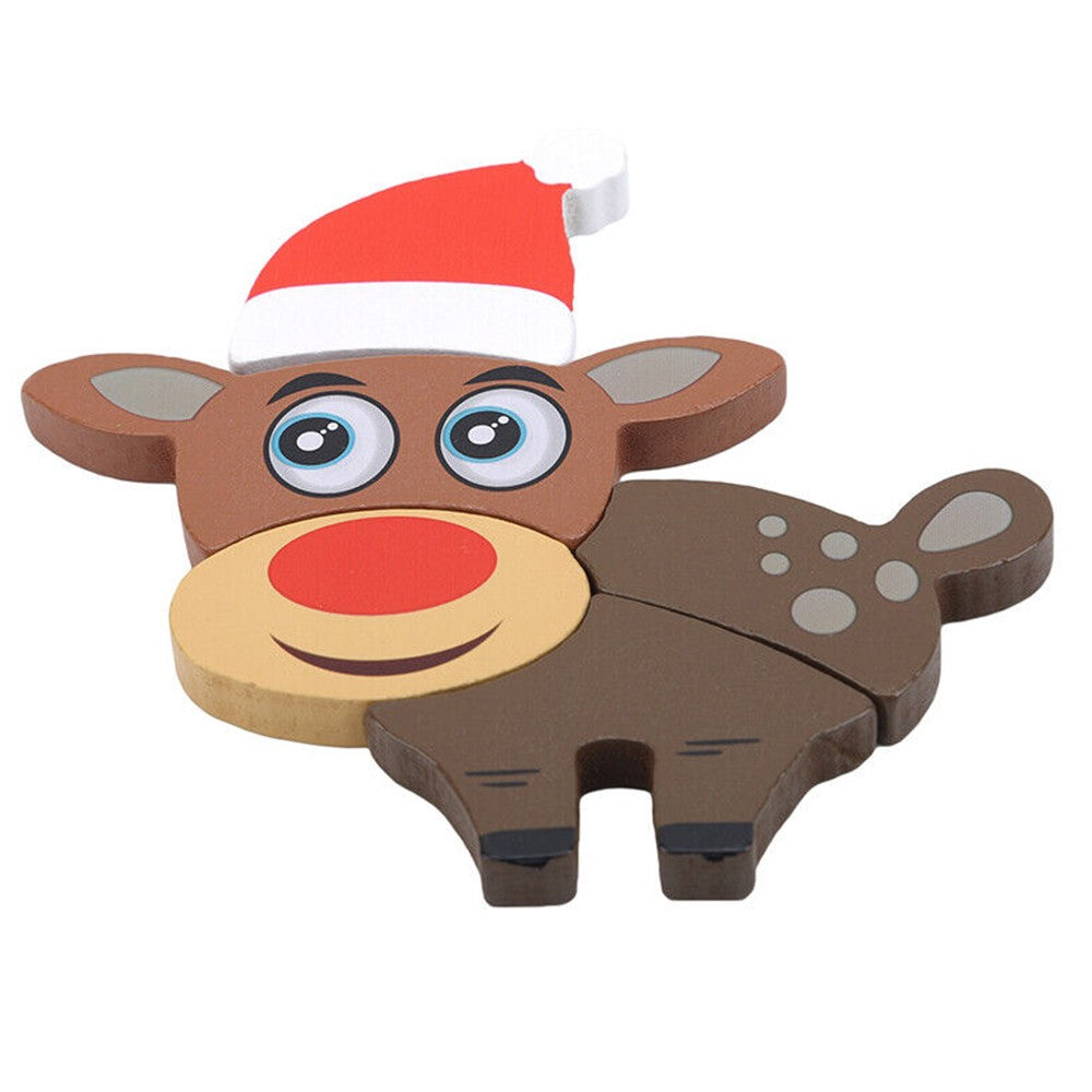1Pc Christmas Elk Puzzle Toys Kids Toddlers Early Education Toy