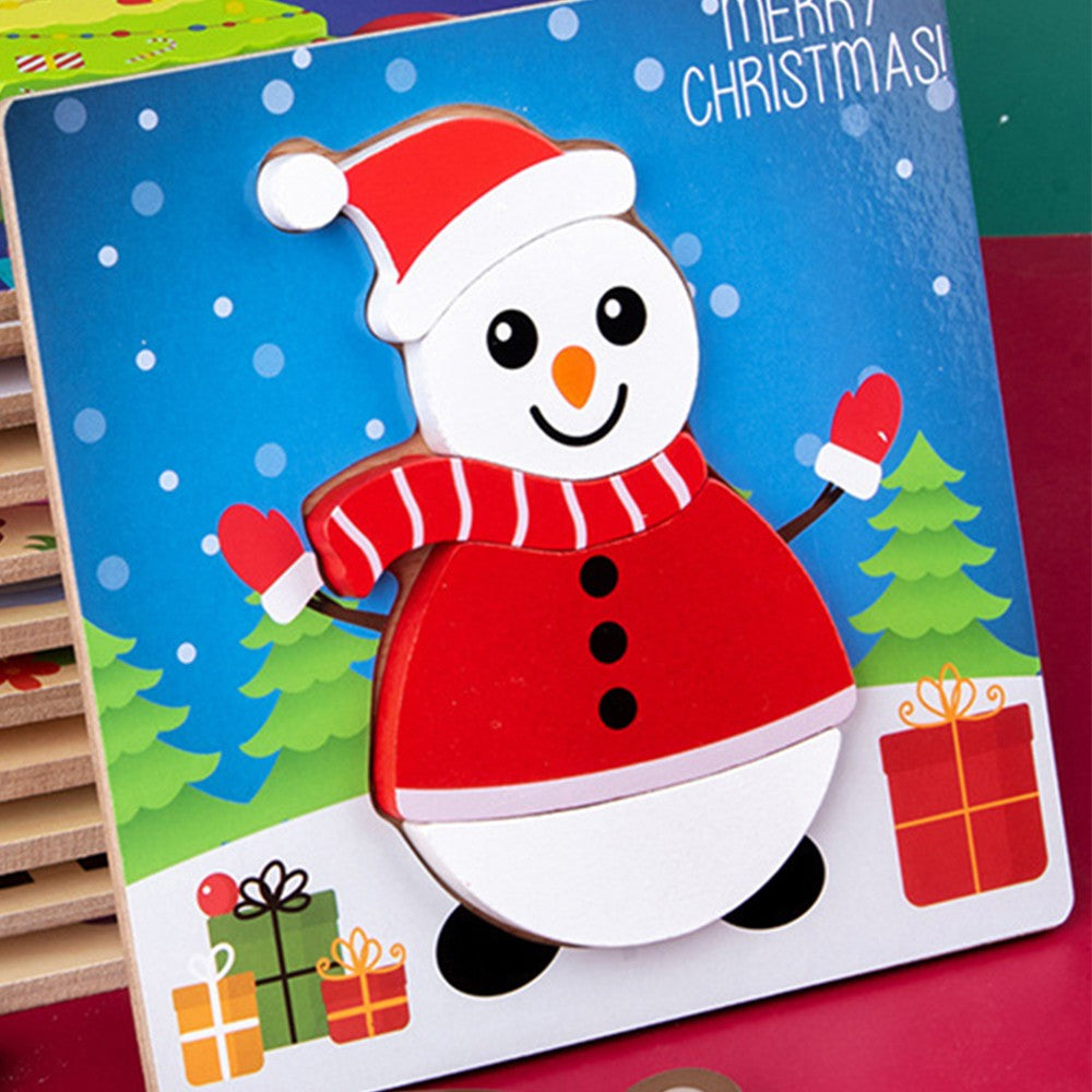 2Pcs Christmas Santa Claus Snowman Puzzle Toys Kids Toddlers Early Education Toy
