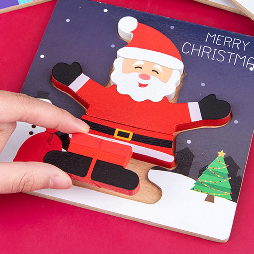 2Pcs Christmas Santa Claus Snowman Puzzle Toys Kids Toddlers Early Education Toy