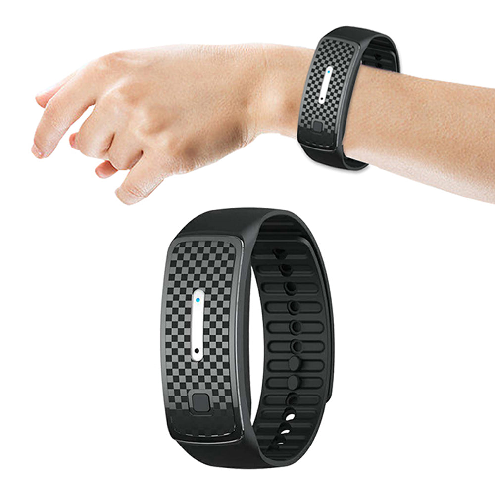 1X Ultrasonic Mosquito Repellent Bracelet USB Rechargeable Wristband Black