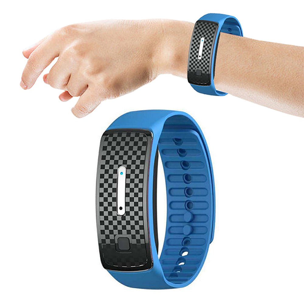 1X Ultrasonic Mosquito Repellent Bracelet USB Rechargeable Wristband Blue