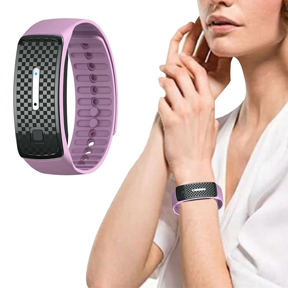 1X Ultrasonic Mosquito Repellent Bracelet USB Rechargeable Wristband Pink