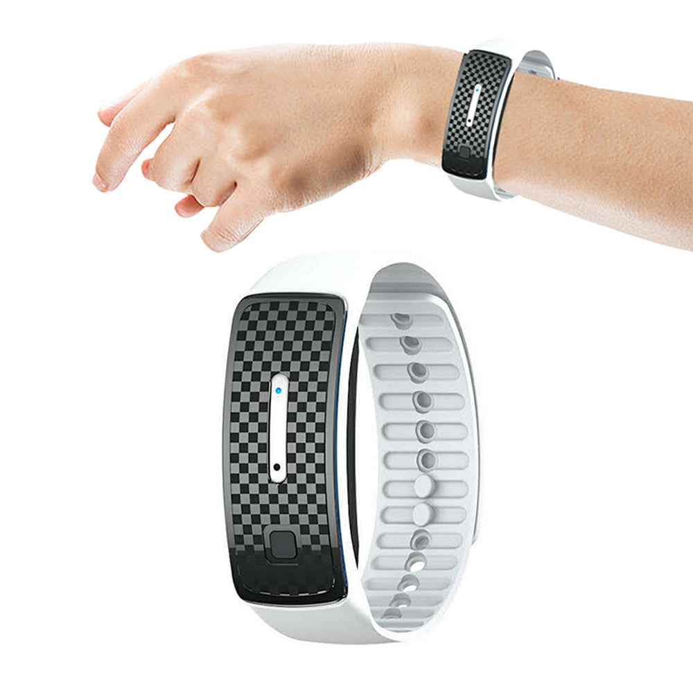 1X Ultrasonic Mosquito Repellent Bracelet USB Rechargeable Wristband White