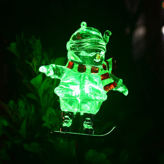 1Pc Solar Christmas Snowboard Snowman Light Outdoor Garden Walkway Decor Light