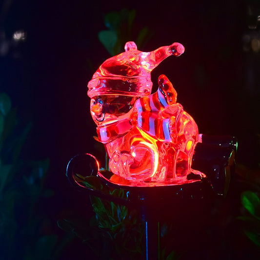 1Pc Solar Christmas Sleigh Snowman Light Outdoor Garden Walkway Decor Light