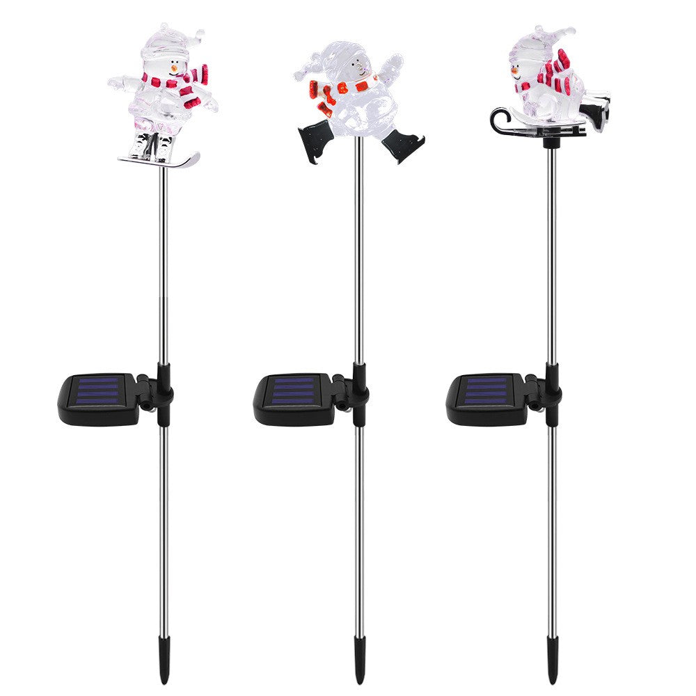 3Pcs Solar Christmas Snowman Light Outdoor Garden Walkway Decor Light