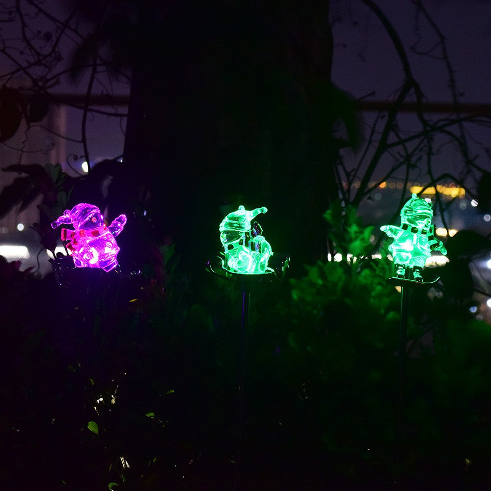 3Pcs Solar Christmas Snowman Light Outdoor Garden Walkway Decor Light