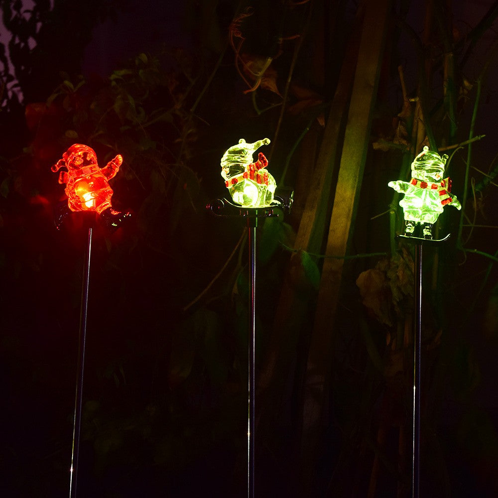 3Pcs Solar Christmas Snowman Light Outdoor Garden Walkway Decor Light