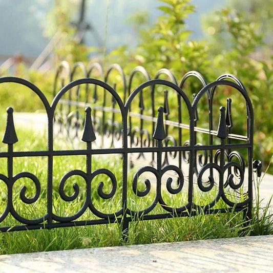 4Pcs Plastic Garden Picket Fence Landscape Flower Beds Borders Decor Black