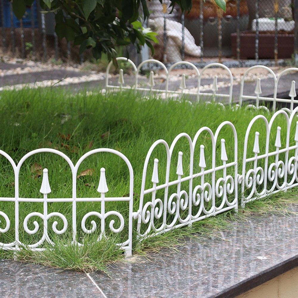 4Pcs Plastic Garden Picket Fence Landscape Flower Beds Borders Decor White