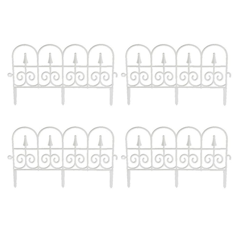 4Pcs Plastic Garden Picket Fence Landscape Flower Beds Borders Decor White