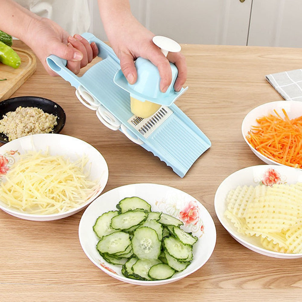 5 in 1 Multifunctional Vegetable Chopper Mandoline Slicer Cutter Peeler Blue