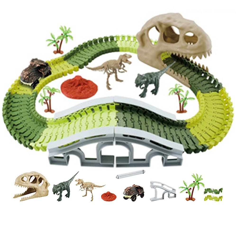 Set of 112Pcs Kids Dinosaur Theme Car Track Toys Set Car Race Toy