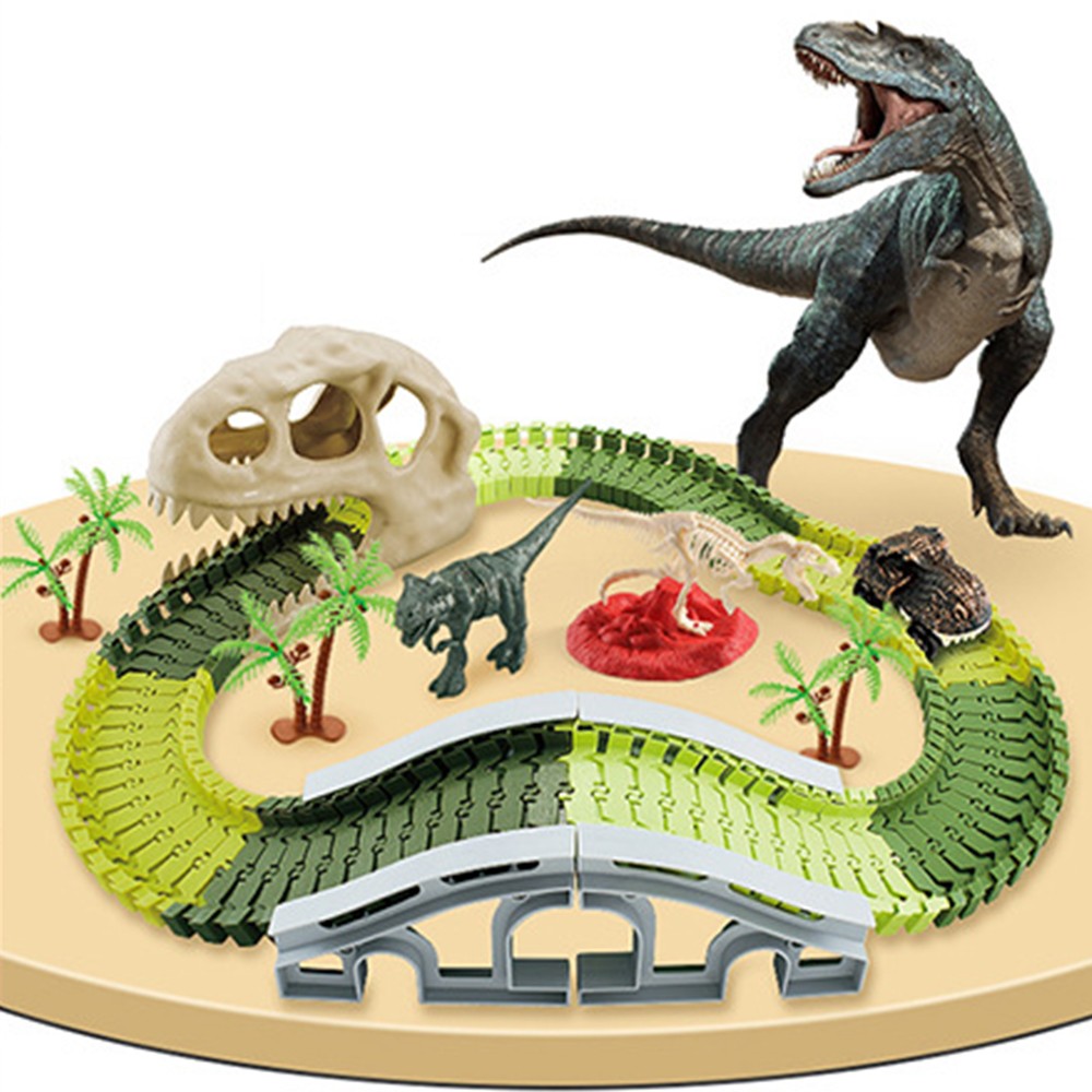 Set of 112Pcs Kids Dinosaur Theme Car Track Toys Set Car Race Toy