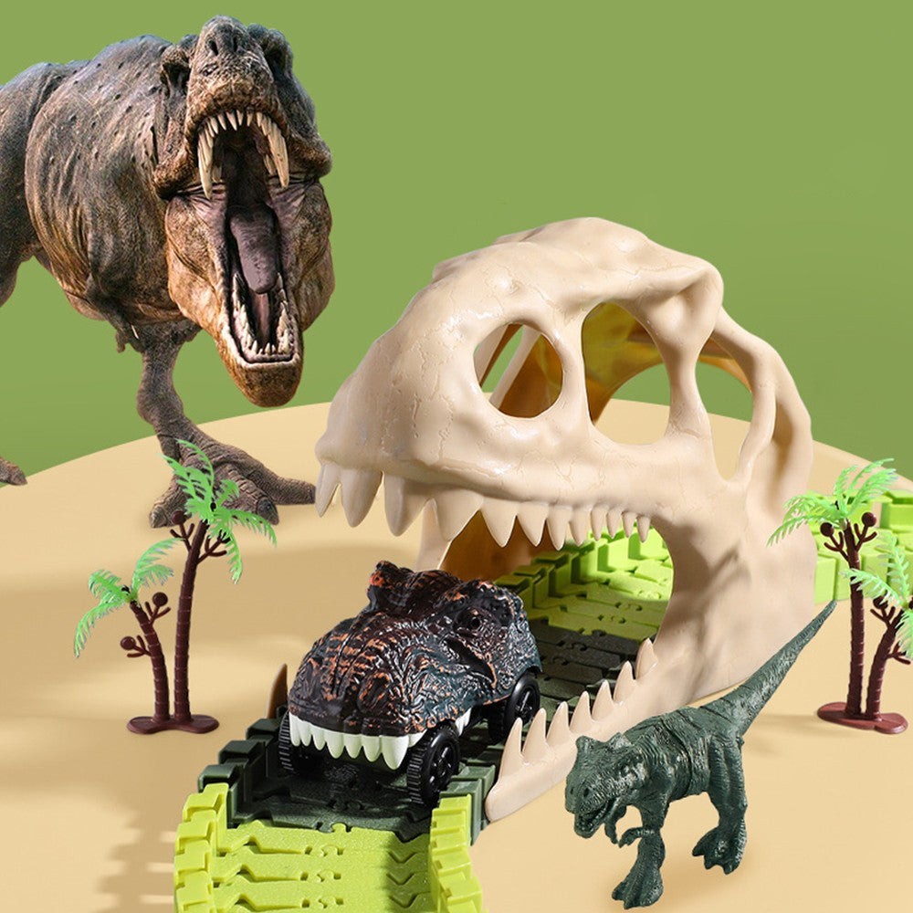 Set of 112Pcs Kids Dinosaur Theme Car Track Toys Set Car Race Toy