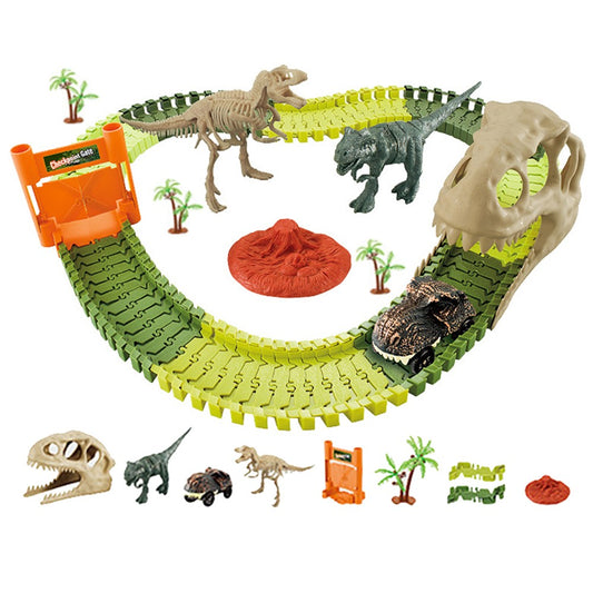 Set of 105Pcs Kids Dinosaur Theme Car Track Toys Set Car Race Toy