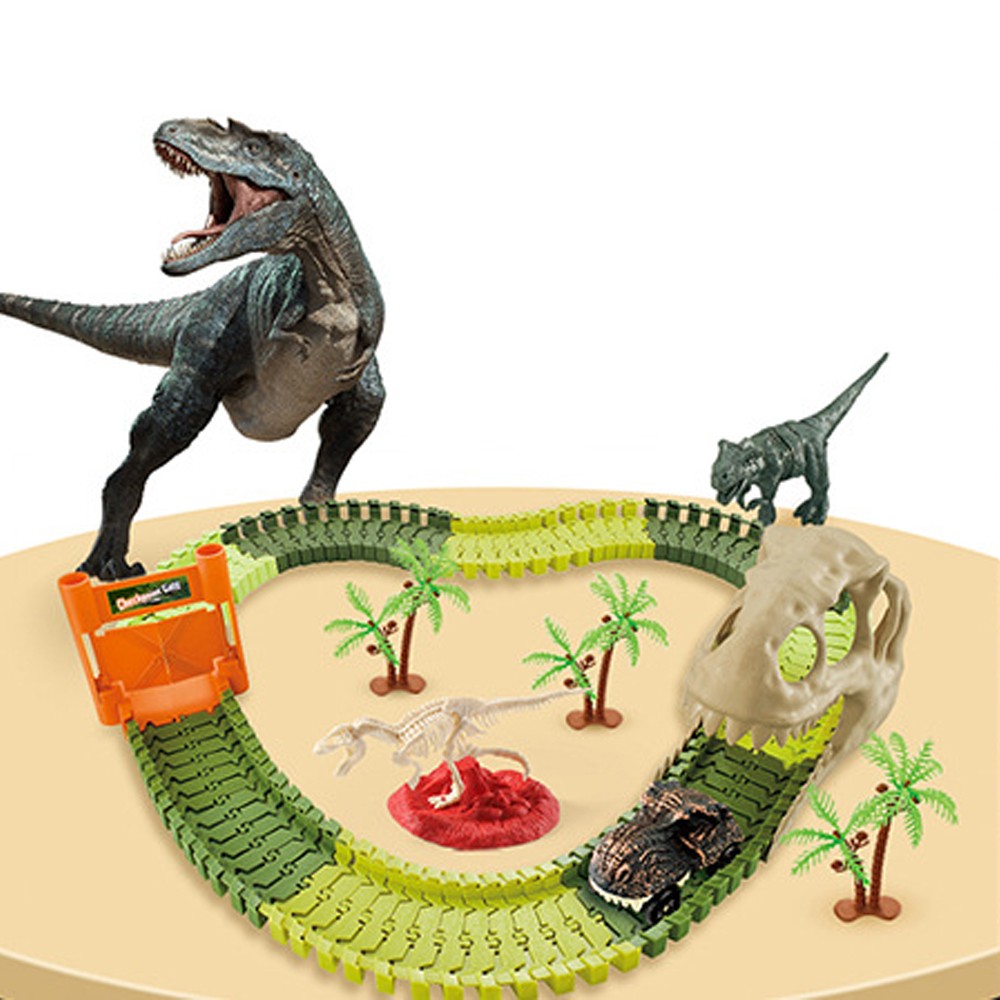 Set of 105Pcs Kids Dinosaur Theme Car Track Toys Set Car Race Toy
